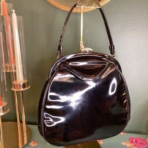 Vintage Crown Lewis 1950/60 Black Patent Leather Shoulder Bag